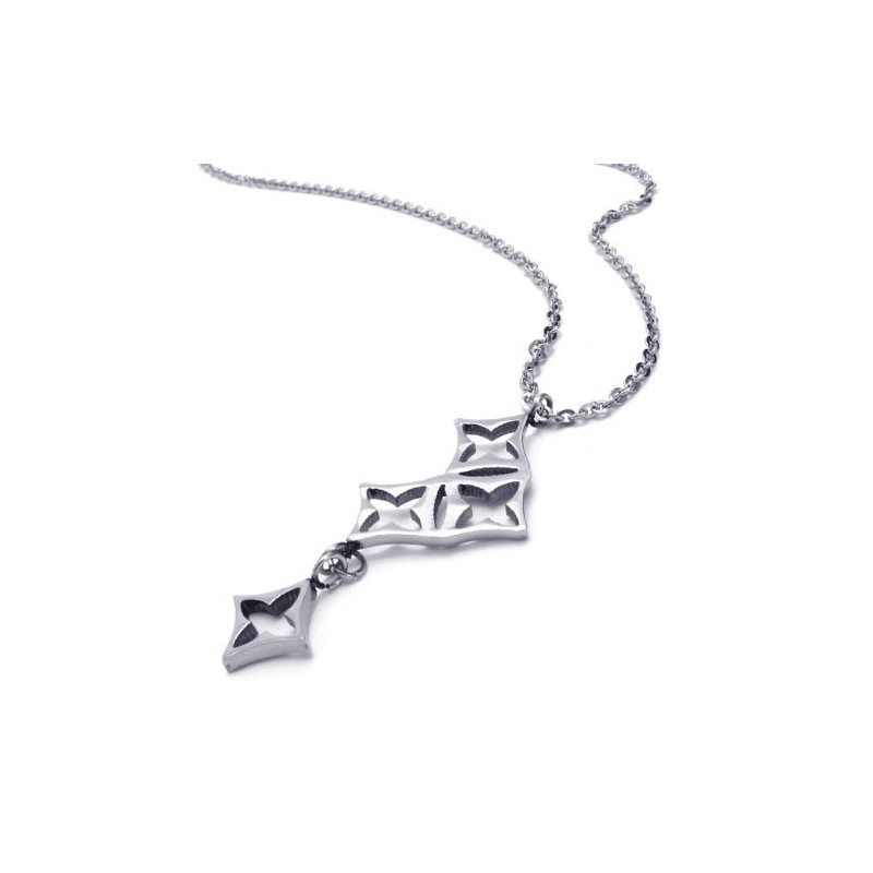 15.4 Inch Titanium Silver Stars Necklace 15.4 Inch Titanium Silver Stars Necklace