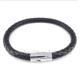 Men's Black Leather Bracelet