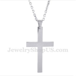 Men's Titanium Cross Pendant With Free Chain