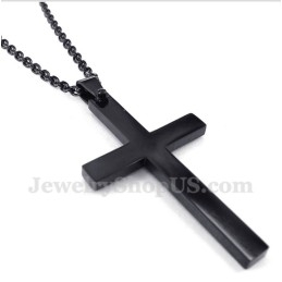 Men's Titanium Black Cross Pendant With Free Chain