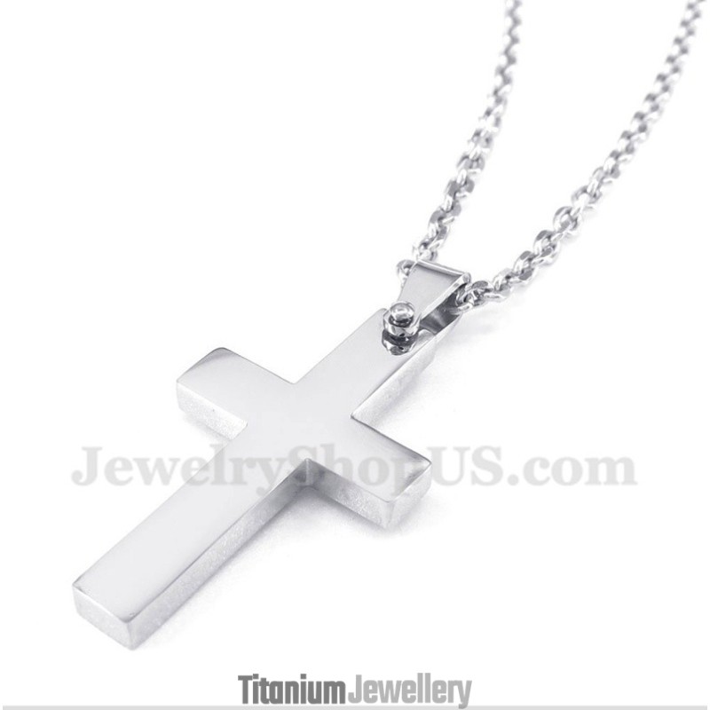 Men's Titanium Cross Pendant With Free Chain Men's Titanium Cross Pendant With Free Chain