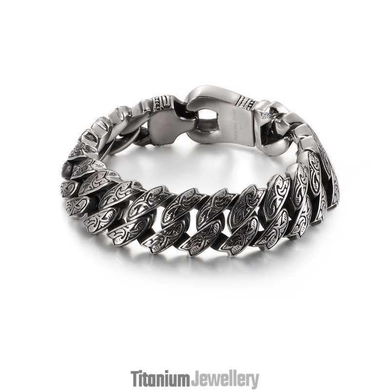 Cool Personality Retro Floral Titanium Bracelet For Men Cool Personality Retro Floral Titanium Bracelet For Men