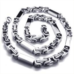21.7 Inch Titanium Silver Cuboid Necklace