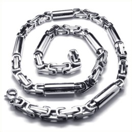 21.9 Inch Titanium Silver Cylindrical Necklace