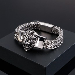 Retro Lion Head Titanium Bracelet For Men