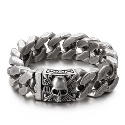 Cuban Titanium Chain Bracelet Men's Titanium Skull Bracelet