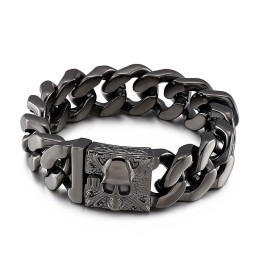 Cuban Titanium Chain Bracelet Men's Titanium Skull Bracelet
