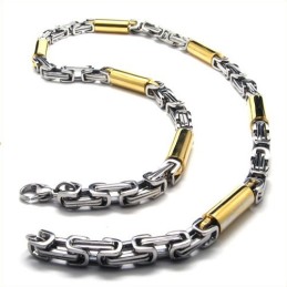 21.9 Inch Titanium Golden Cylindrical Necklace