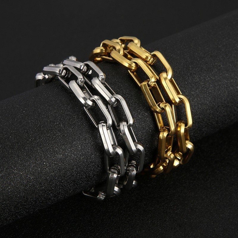 Rock Hip-Hop Square Titanium Bracelet For Men Rock Hip-Hop Square Titanium Bracelet For Men