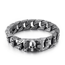 Chic Titanium Cross Bracelet Men's Titanium Skull Bracelet