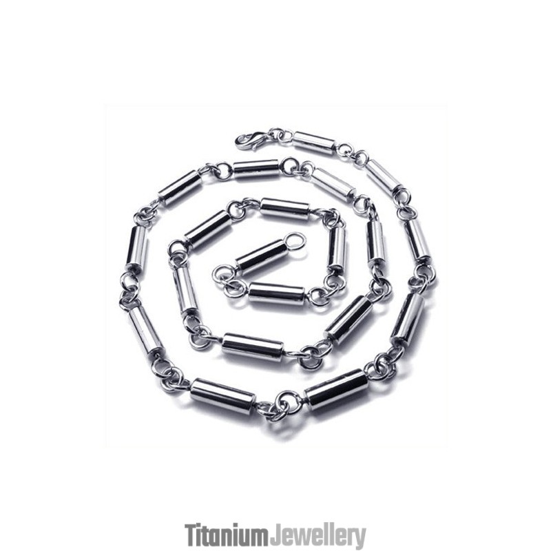 19.7 Inch Titanium Cylinder Necklace