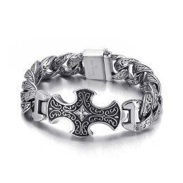 Vintage Pattern Cross Men's Titanium Bracelet