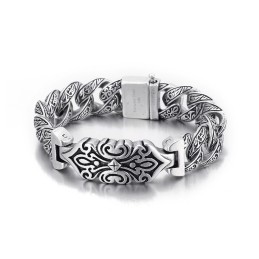Vintage Pattern Cross Men's Titanium Bracelet