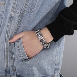 New Animal Series Jewelry Exaggerated Cool Lion Head Titanium Men's Biker Bracelet