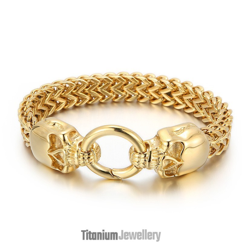 Cool Skull Titanium Bracelet For Men