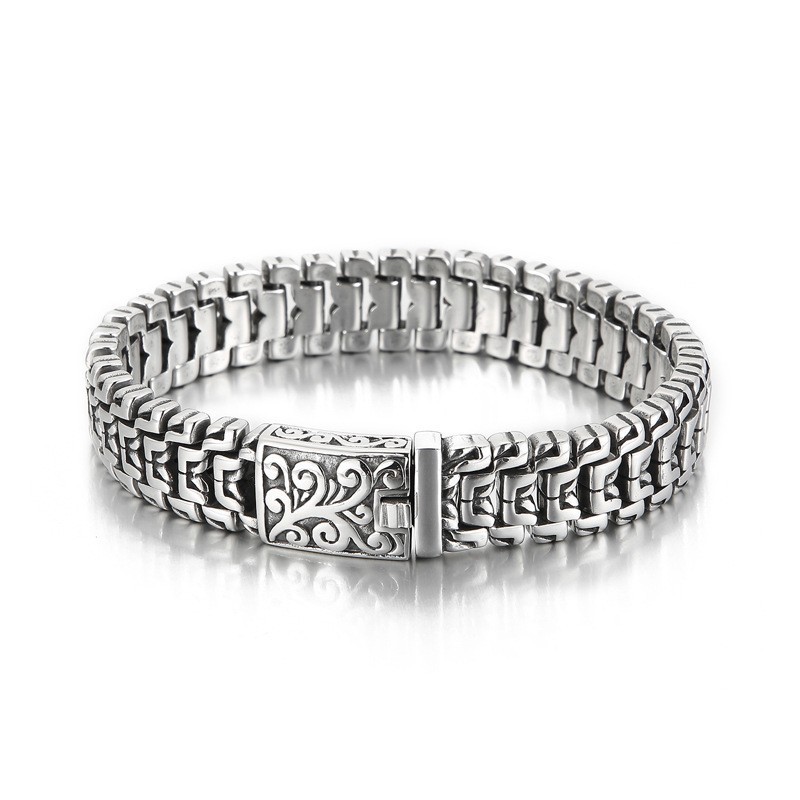 Popular Cool Hip Hop Floral Men's Titanium Bracelet Popular Cool Hip Hop Floral Men's Titanium Bracelet