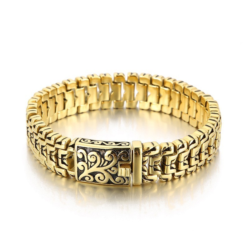 Popular Cool Hip Hop Flower Men's Titanium Bracelet Popular Cool Hip Hop Flower Men's Titanium Bracelet