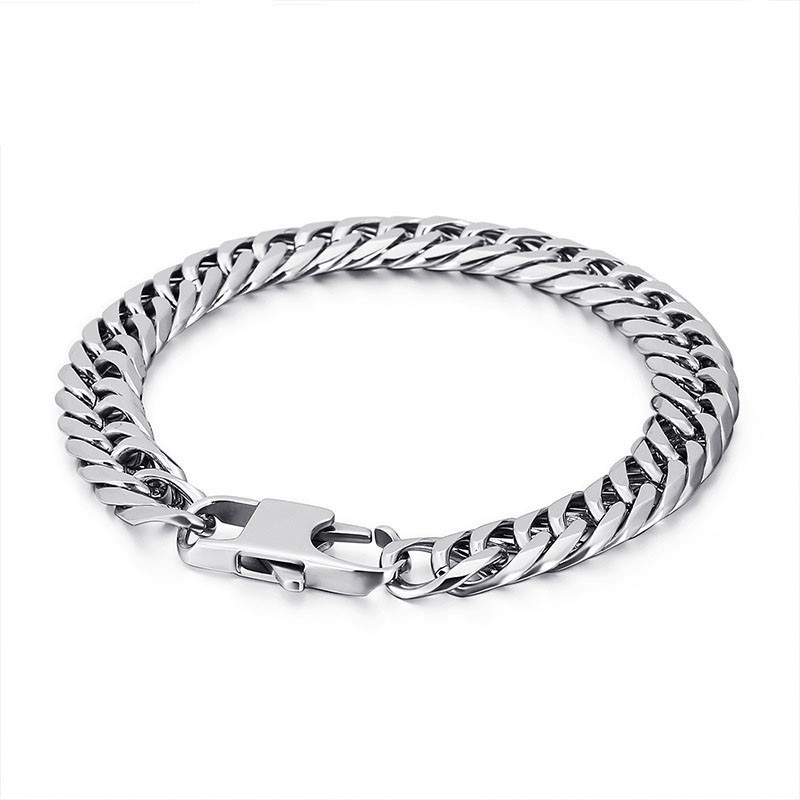 Tide Accessories Fashion Titanium Men's Vertebrae Chain Square Buckle Bracelet