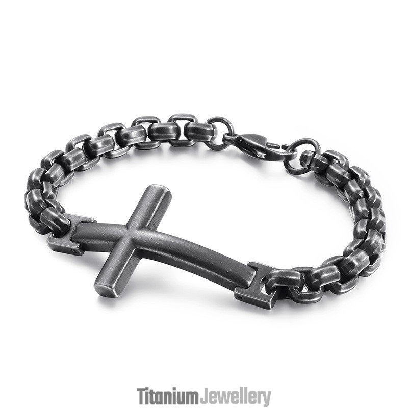 Titanium Tide Men's Bracelet Titanium Men's Cross Square Bracelet Tide Men's Accessories