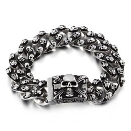 Cool Retro Skull Men's Titanium Bracelet Rock Chic Ghost Head Bracelet Tide Men's Accessories