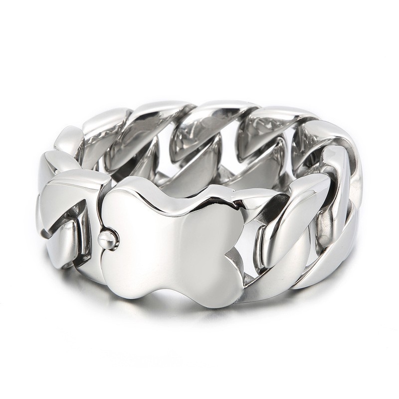 New Cuban Bracelet Cool Bone Insert Polished Men's Bracelet