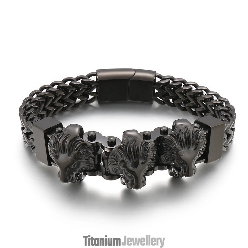 Bully Skull Wolf Head Lion Head Men's Titanium Bracelet Mixed Batch