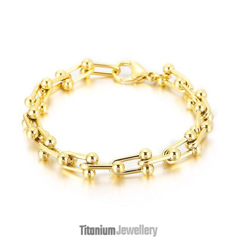 Men's And WoMen's Titanium Horseshoe Buckle Bracelet U-Shaped Buckle Bracelet