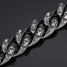 Vintage Cool Lion Head Titanium Bracelet For Men