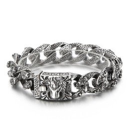 Vintage Cool Lion Head Titanium Bracelet For Men