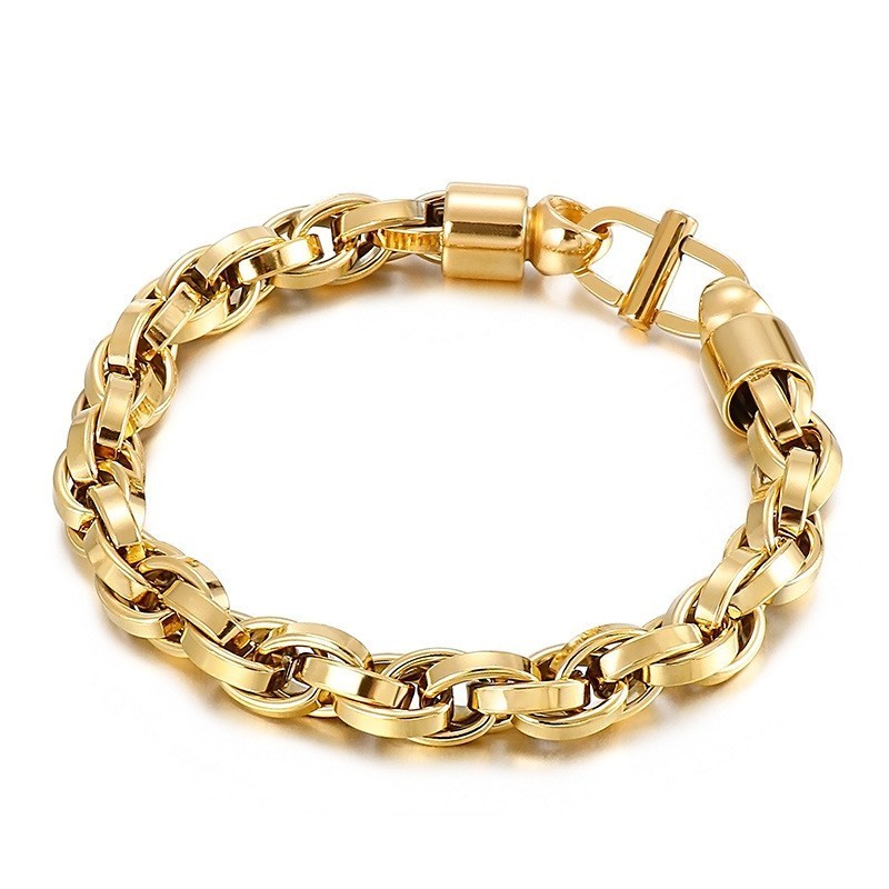 Oval Twist Chain Day Character Clasp Titanium Bracelet For Men