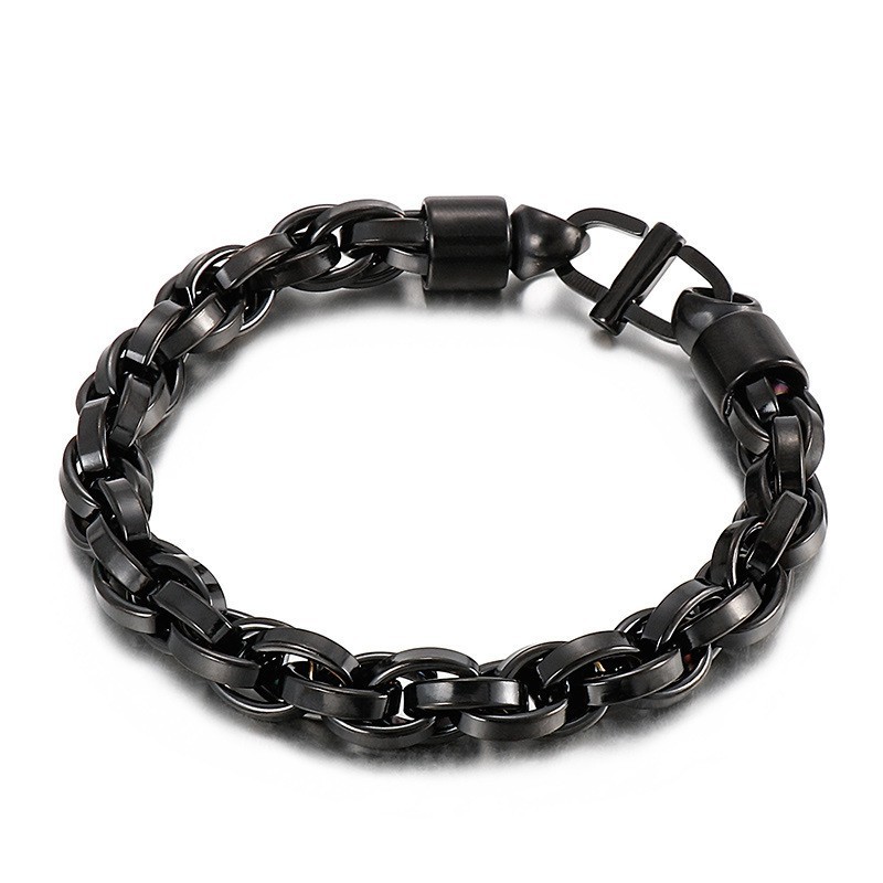 Men's Oval Twist Chain Day Letter Clasp Titanium Bracelet