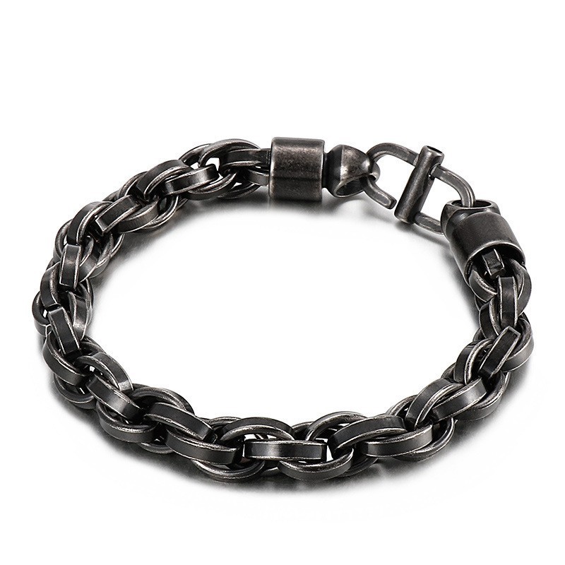 Men's Oval Twist Necklace With Sunburst Clasp Titanium Bracelet