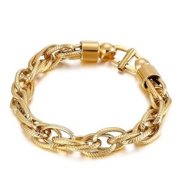 Men's Oval Twist Necklace With Sunburst Clasp Titanium Bracelet