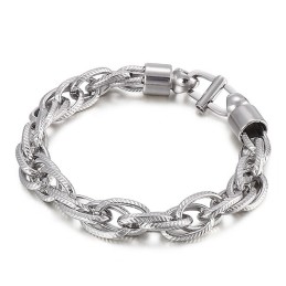 Men's Oval Twist Necklace With Sunburst Clasp Titanium Bracelet