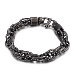 Men's Oval Twist Necklace With Sunburst Clasp Titanium Bracelet