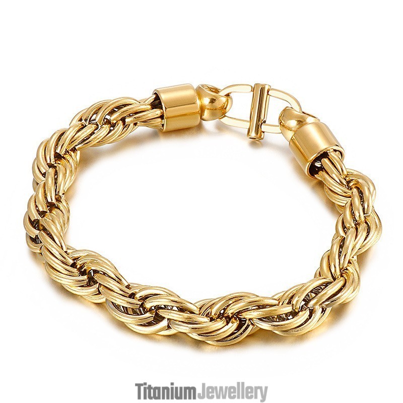 Men's Oval Twist Necklace With Sunburst Clasp Titanium Bracelet