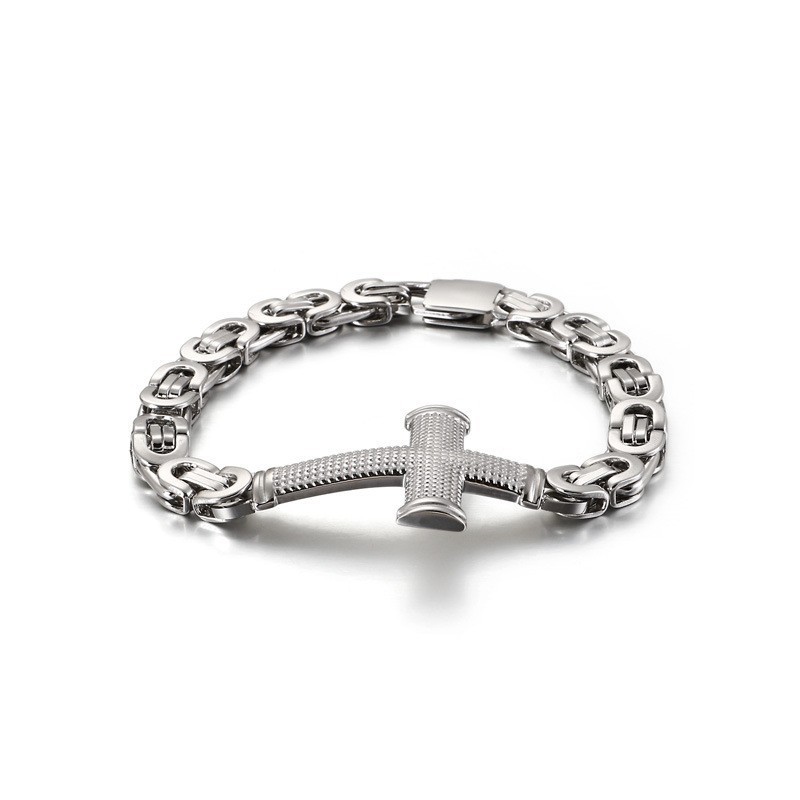 Popular Fashion Street Cross Back Chain Titanium Bracelet For Men