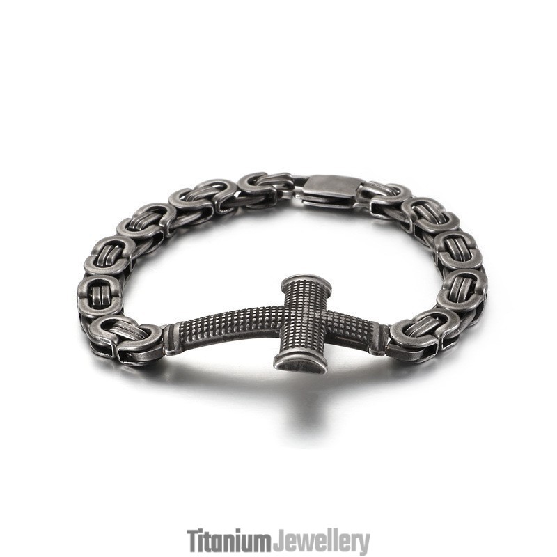 Popular Fashion Street Cross Back Chain Titanium Bracelet For Men Popular Fashion Street Cross Back Chain Titanium Bracelet For Men