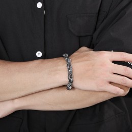 Popular Retro New Listing Black Hand Pulling Pattern Titanium Men's Bracelet