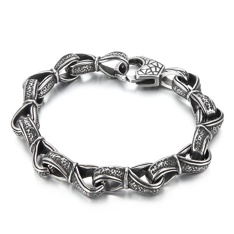 Popular Retro New Listing Black Hand Pulling Pattern Titanium Men's Bracelet Popular Retro New Listing Black Hand Pulling Pattern Titanium Men's Bracelet