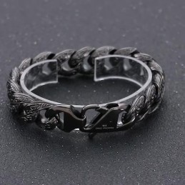 Vintage Cool Gunmetal Plated Pattern Titanium Bracelet For Men