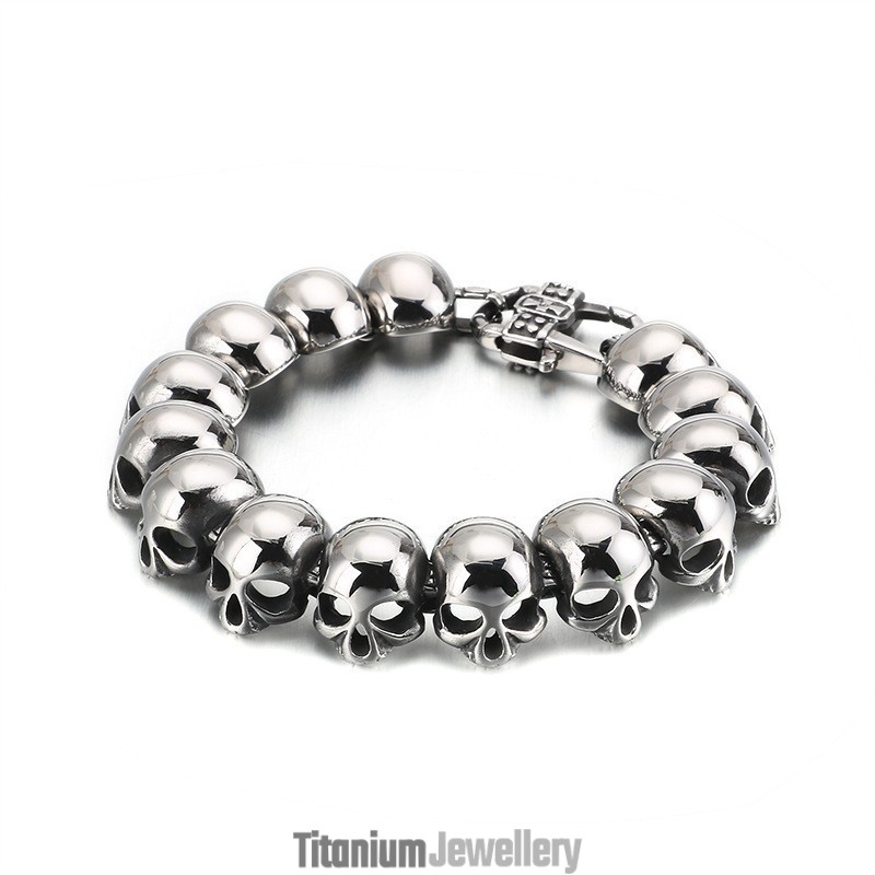 Cool Skull Titanium Bracelet For Men