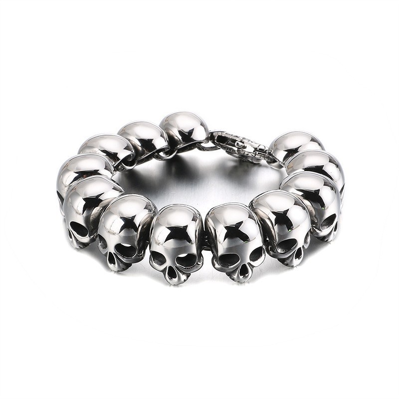 Cool Skull Titanium Bracelet For Men