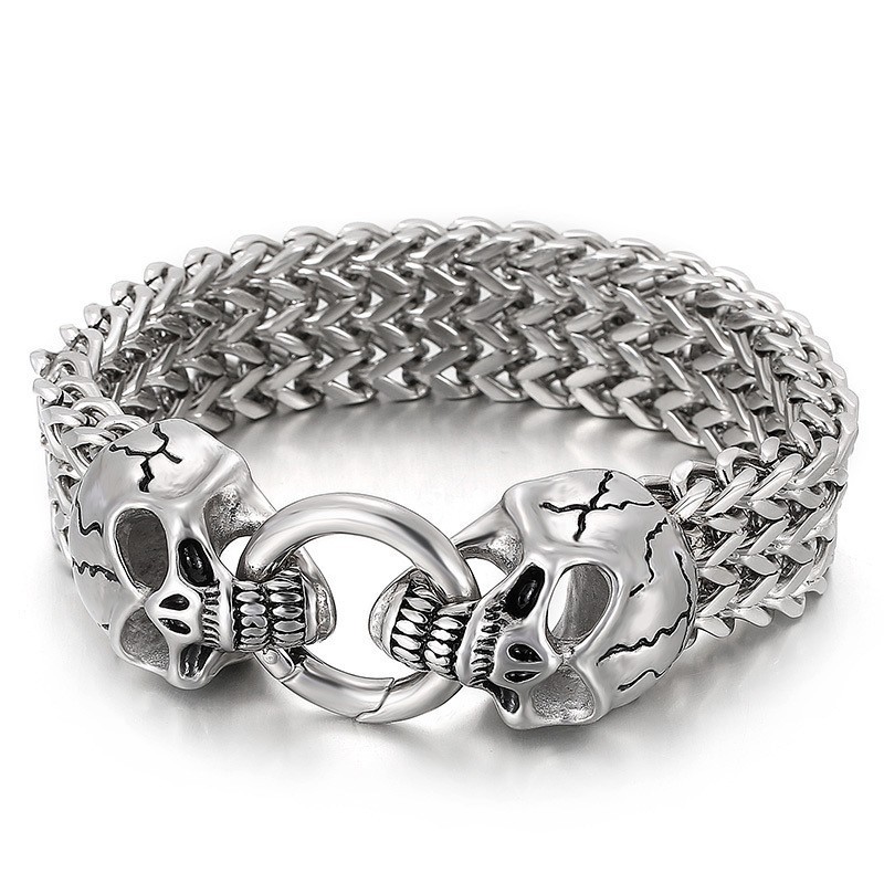 Chic Trendy Titanium Skull Bracelet For Sale
