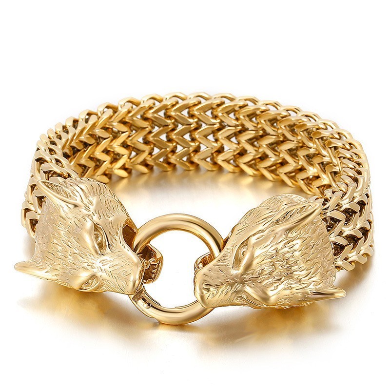 Chic Trendy Titanium Wolf Head Bracelet