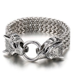 Chic Trendy Titanium Wolf Head Bracelet