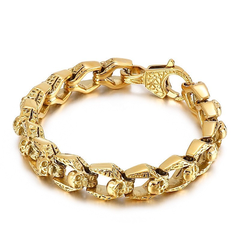 Fashion Retro Wind Titanium Skull Jewelry Hip Hop Rock Men's Bracelet