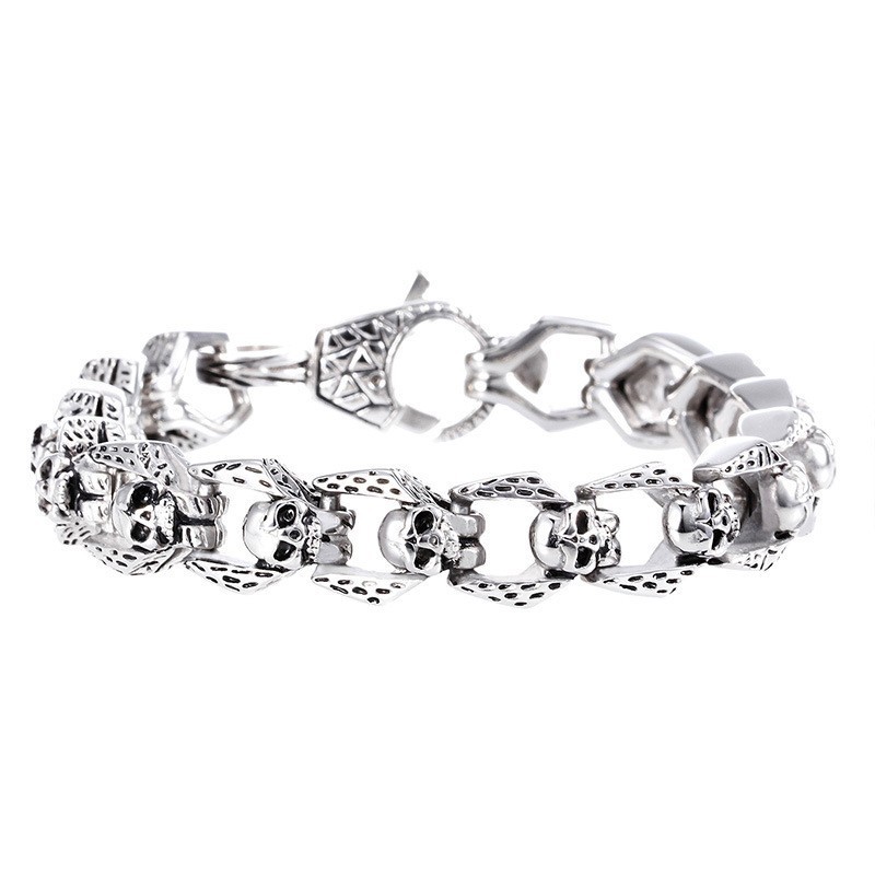 Fashion Retro Wind Titanium Skull Jewelry Hip Hop Rock Men's Bracelet