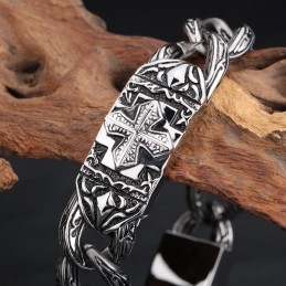 Fashion Retro Hand Jewelry Crosshair Pattern Titanium Bracelet