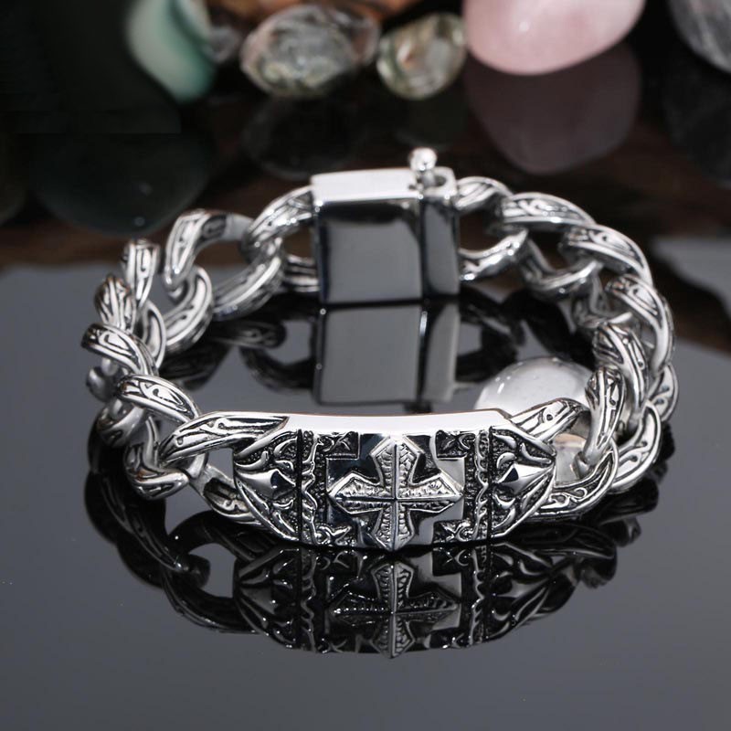 Fashion Retro Hand Jewelry Crosshair Pattern Titanium Bracelet